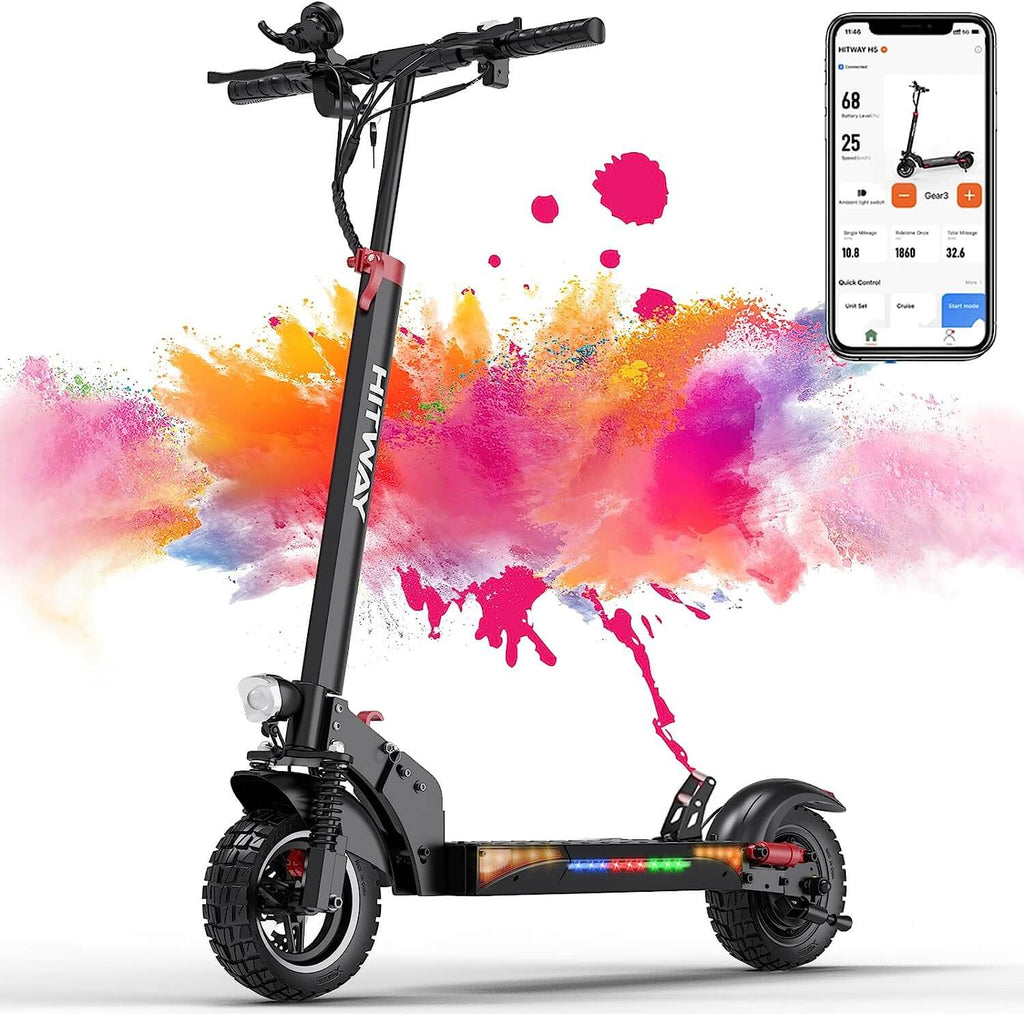 HITWAY Electric Scooter Red 10" for Adults/Teens, Powerful Motor 800W, 30-40KM Range,Max Speed 24MpH