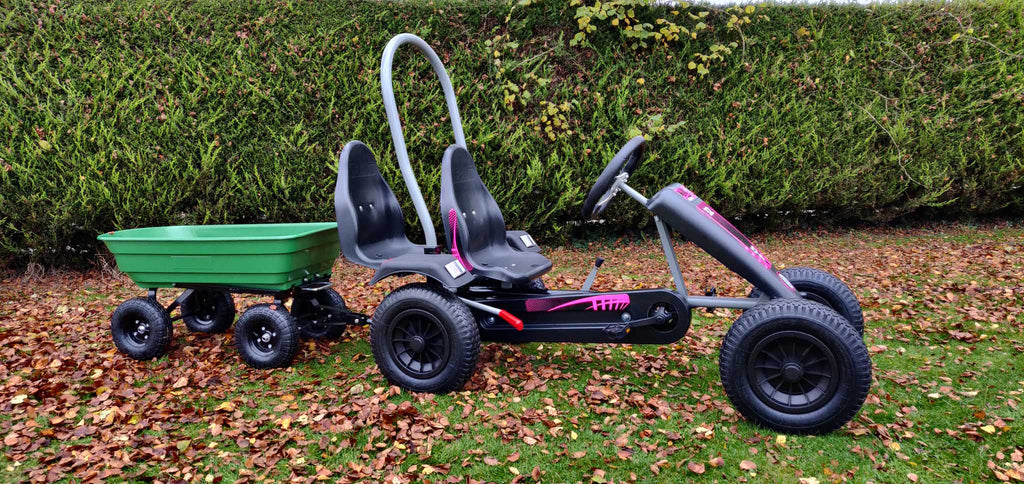 Large Pink Go kart + 2 seats + Large tipping Trailer