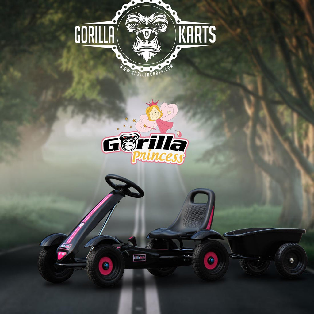 Gorilla Princess Pedal Go Kart Pink + Tipping Trailer